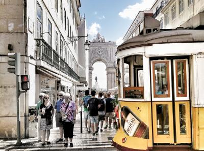 Elétrico na Rua Augusta em Lisboa